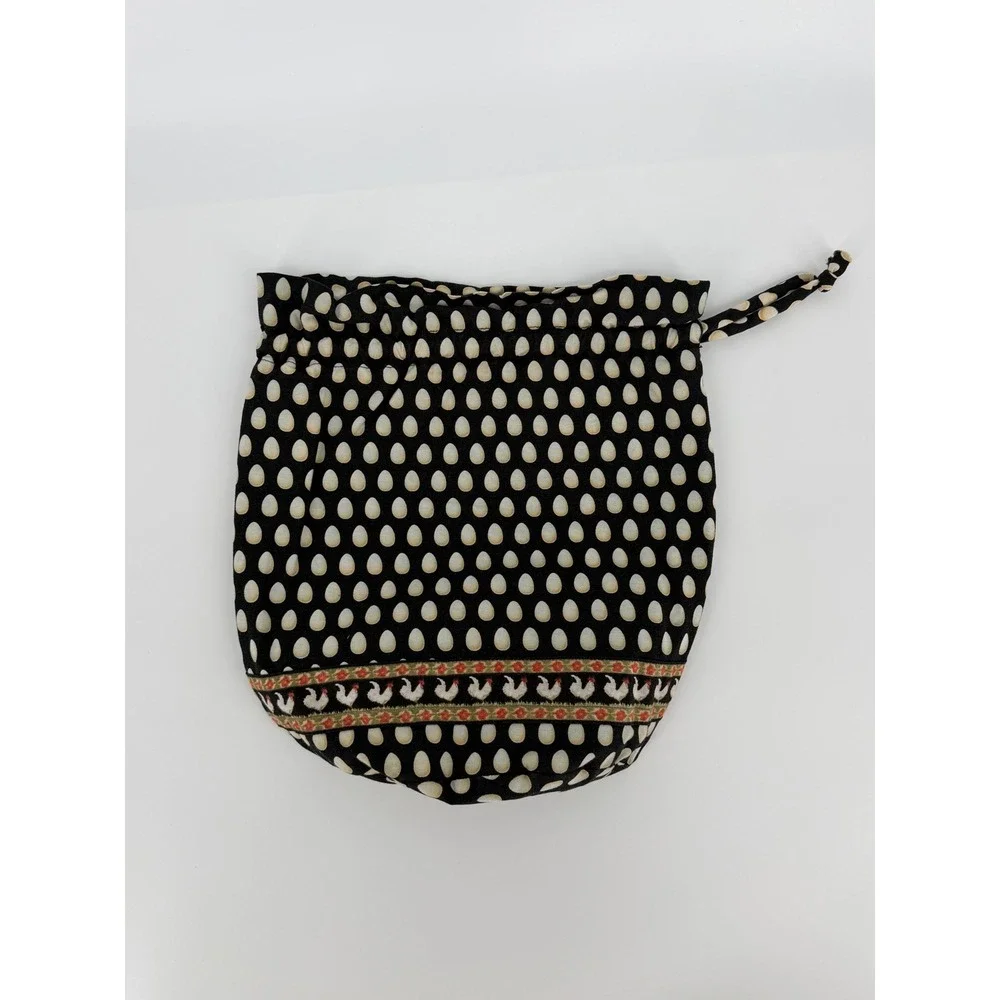 Vera Bradley Vintage Egg Rooster Print Drawstring Bucket Bag Cosmetic Pouch USA